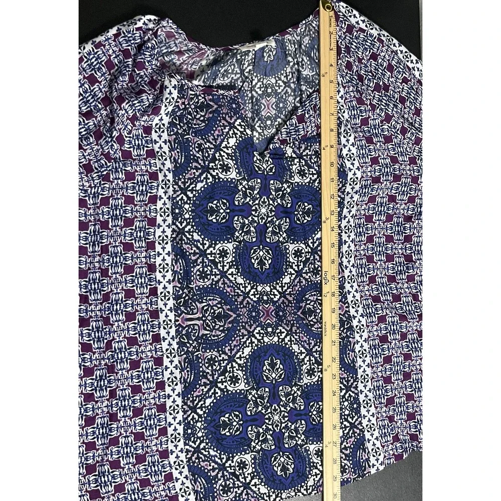 Beach Lunch Lounge Top Womens Sz XL V-Neck Geometric‎ Pattern Sheer Lightweight - Picture 7 of 10